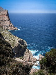 Cap de Formentor, Mallorca, Balearic Islands, Spain. Beautiful cliffs and mountains on the sea coast. 
