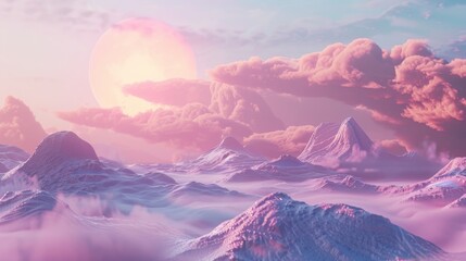 Marveling at a dreamy 3D landscape  AI generated illustration