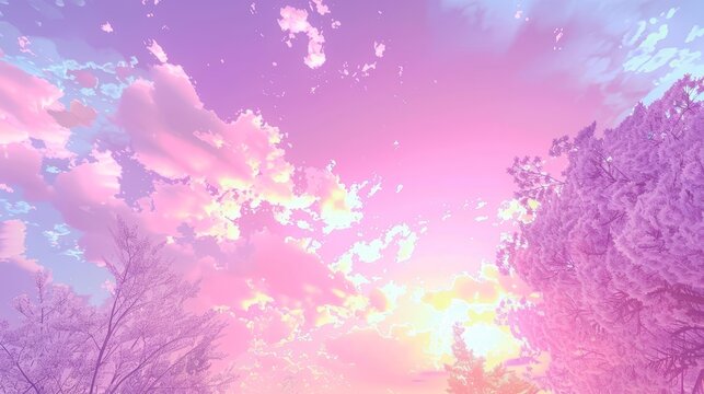 Marveling at the beauty of a cute pastel sky  AI generated illustration