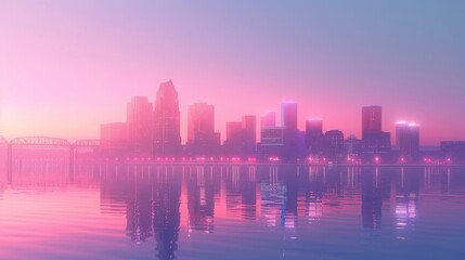 Fototapeta premium Memphis skyline at dusk in a dreamy 3D style AI generated illustration