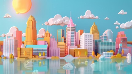 Memphis skyline reimagined in a whimsical 3D style  AI generated illustration