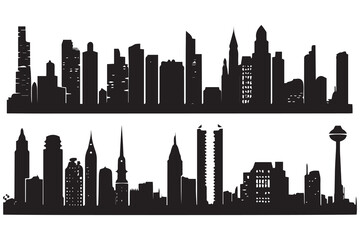 set of Vector city silhouette in a flat style