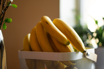 fruit basket, bright yellow bananas