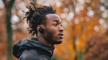 A man wearing wireless earbuds while exercising, enjoying the freedom of movement and convenience of cord-free audio technology.