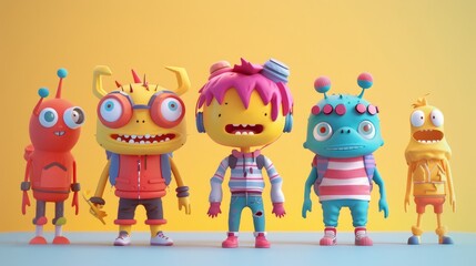 Naklejka premium Playful and charming characters AI generated illustration