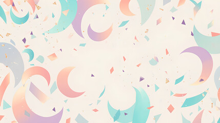 Pastel Crescents and Triangles, Soft Abstract, Playful Geometric Background with Copy Space