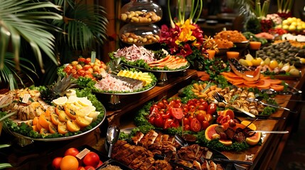 Variety of food items are displayed in an appetizing way