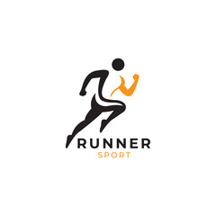 running athlete logo design, sprint or track runner concept, vector illustration