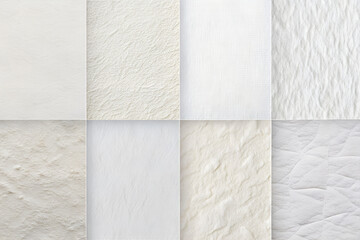 Texture background, various white color textured paper backgrounds