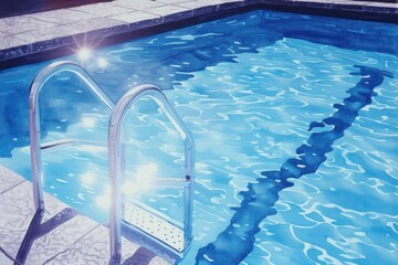 Swimming pool outdoors sports refraction. - obrazy, fototapety, plakaty