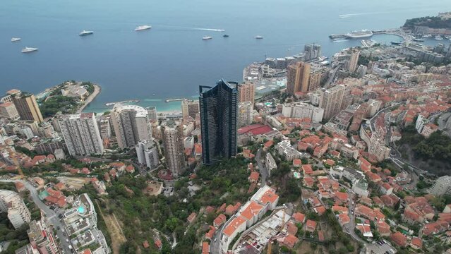Monaco Drone, aerial view of skyline of Monte Carlo