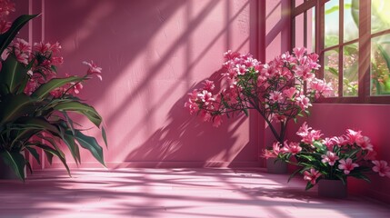 Pink Room With Pink Walls and Pink Flowers