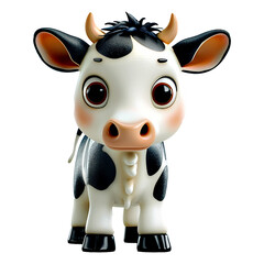 Adorable dairy cow character, isolated on white background. 3d illustrations style.
