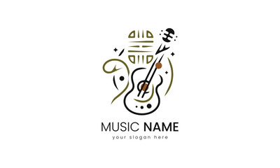 Naklejka premium Melodic Elegance, A Sophisticated Music Logo Design