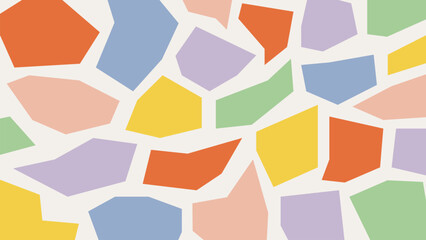 Fun abstract background with colorful hand drawn shapes. Cute geometric pattern. Childish doodle design