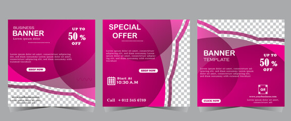 Modern social media post template with purple gradient colors and graphics along with text and space for image. Webinar  template design with purple color, Vector Eps 10