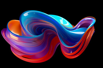 Abstract 3D distorted colourful fluid form of indefinite shape