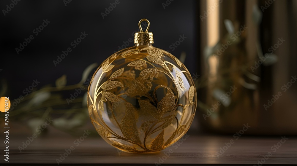 Wall mural golden christmas ball, Christmas background 