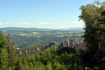 Fototapeta na wymiar Opening of the landscape from the Beseditsky rocks in the Czech Republic