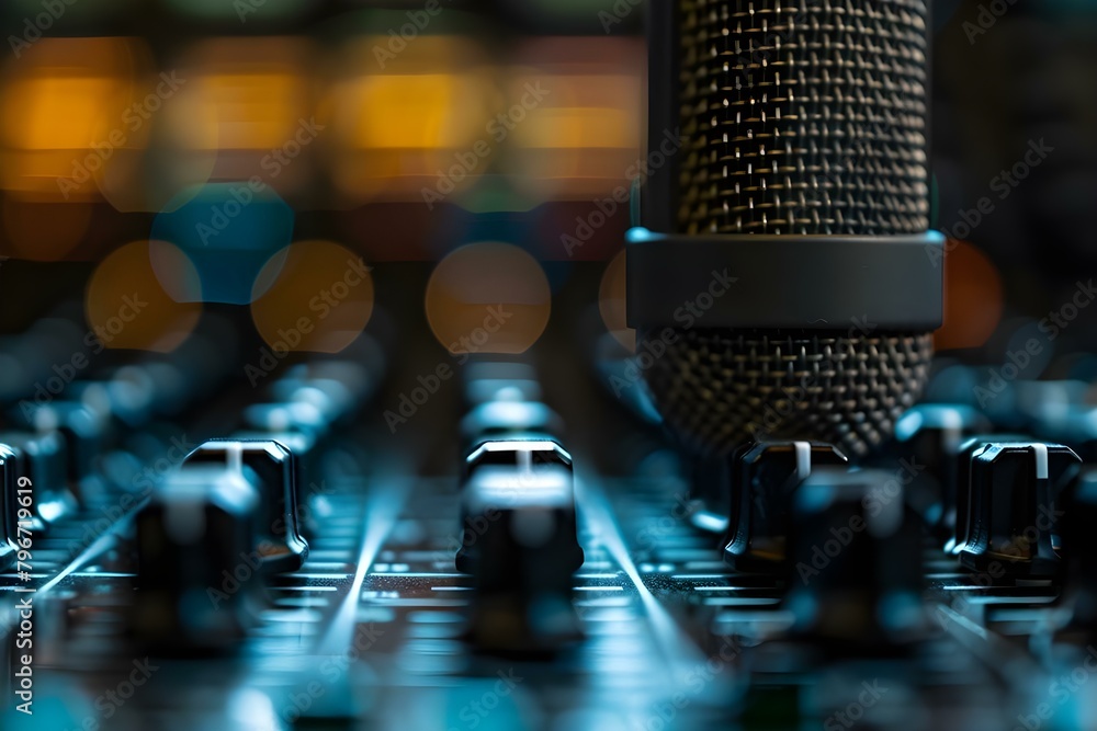 Poster versatile vocal microphone: perfect for capturing soundwaves for all your audio needs. concept audio