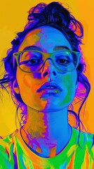 modern art poster design of human closeup portraitstylish vibrant color and mix media technic retro color human face abstract graphic accent colour