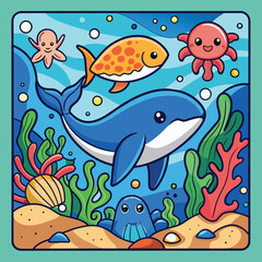 Obraz na płótnie Canvas Ocean Adventures: Underwater Coloring Fun