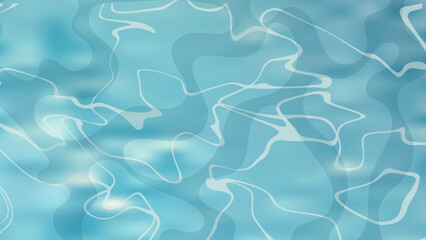 Blue water ripple texture, top view. Sunlight reflection, swimming pool, ocean or sea abstract background on japanese anime style