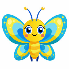 bee and butterfly silhouette vector illustration on white background