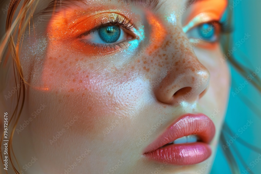 Poster this image showcases a smooth blend of copper and teal colors in a fluid, wave-like pattern, evoking