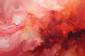Tuinposter Crimson Cascade Chronicles, abstract landscape art, painting background, wallpaper, generative ai © Niko