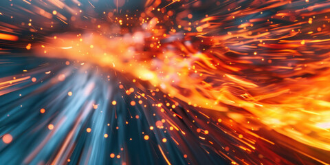 Abstract Fiery Motion Blur Dynamic Fire and Smoke Background with Vibrant Colors and Blurred Flames