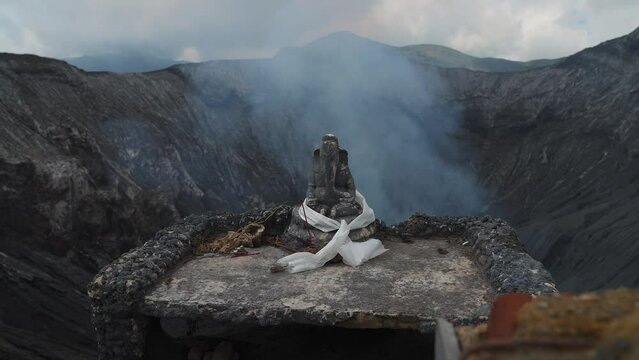 bromo volcano elephant statue altar offerings