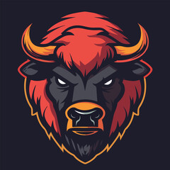 Angry bull head mascot vector illustration with isolated background © Generative Ai
