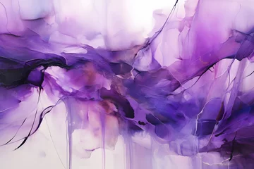 Fototapeten Violet Veil Voyage, abstract landscape art, painting background, wallpaper, generative ai © Niko