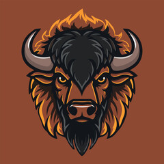 Angry bull head mascot vector illustration with isolated background