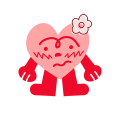 personnage en forme de cœur fleuri rougissant