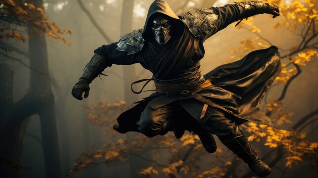 a picture of a ninja leaping through the air, AI Generative