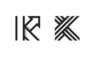 Modern Letter K monograms. Creative technology letter K logo vector marks.