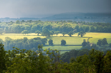 View of the distant valley in late sunshine