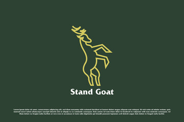 Goat body logo icon illustration. Minimal lines farm animals goats sheep horns animals village village agriculture capricorn wildlife farm. Minimal line art animal abstract geometric design symbol.