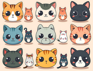 cute kawaii drawing kittens illustrations