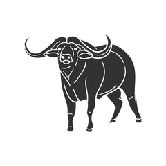 Buffalo Safari Icon Silhouette Illustration. African Animals Vector Graphic Pictogram Symbol Clip Art. Doodle Sketch Black Sign.