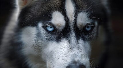 beauty of a Husky's unique markings and expressive eyes in a cinematic photography portrait.