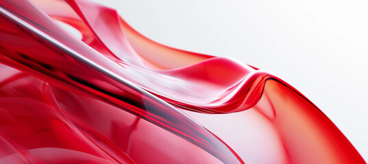 3D red curved glass and white background