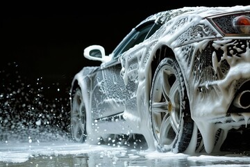 Car wash vehicle sports wheel.