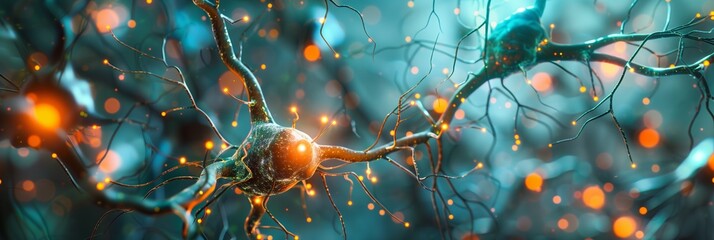Neuronal cells are connected to each other in a network via synapses - 796741060