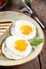 traditional breakfast with eggs salad and toast