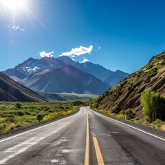Naklejka premium b'Road through the Andes mountains in Chile'