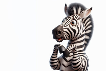 surprised amazed Zebra isolated on a white background - obrazy, fototapety, plakaty