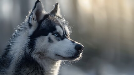 loyalty and charm of a Husky in a realistic portrait, featuring its expressive face and characteristic coat patterns.